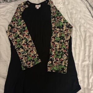 LuLaRoe Long Sleeve Top - Black with Goofy Sleeves